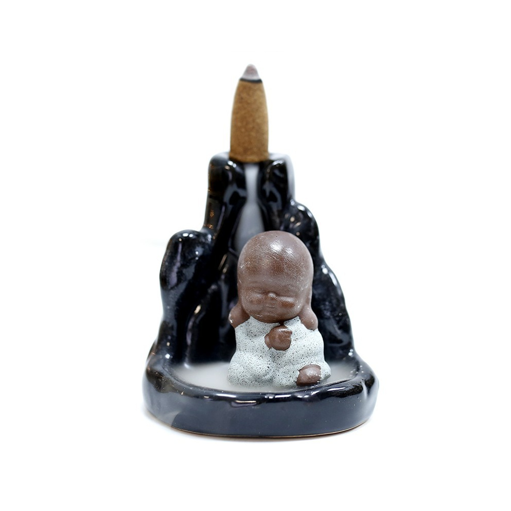 Incensario Para Conos Reflujo Buddha Azul Sentado