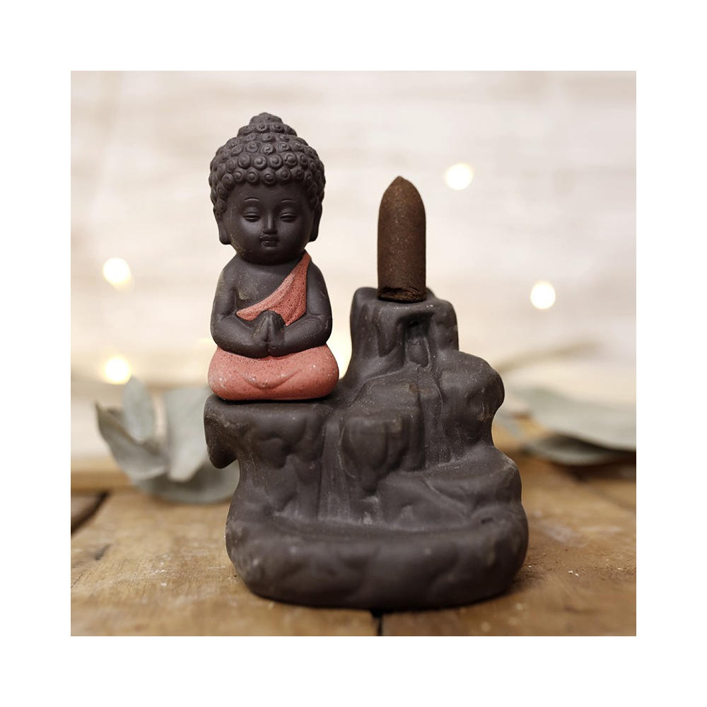 Incensario Para Conos Reflujo Buddha Naranja Fuente