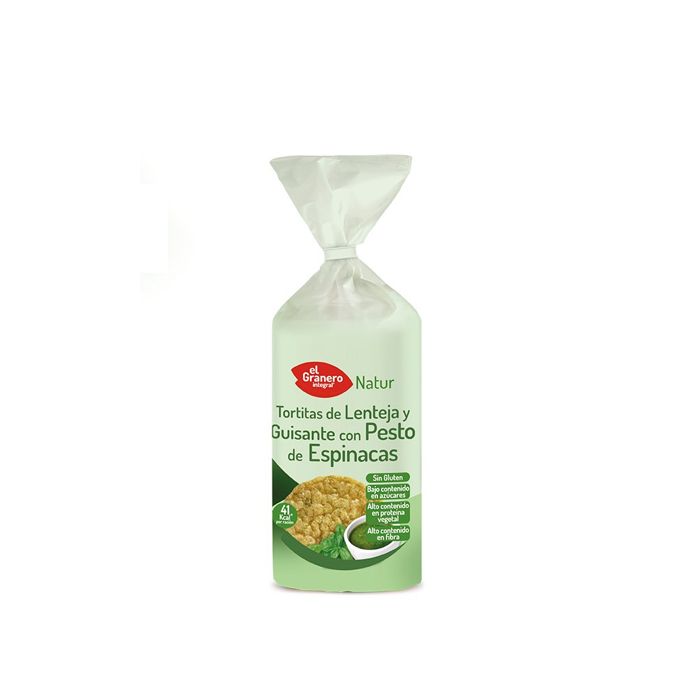 Granero Tortitas Lenteja Y Guisante Con Pesto De Espinacas