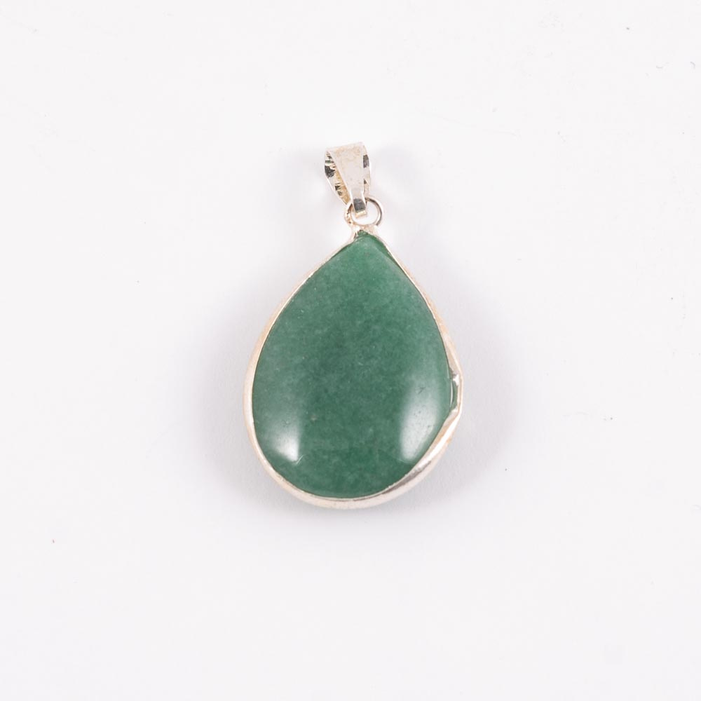 Mineral Colgante Lagrima Cuarzo Verde Plata