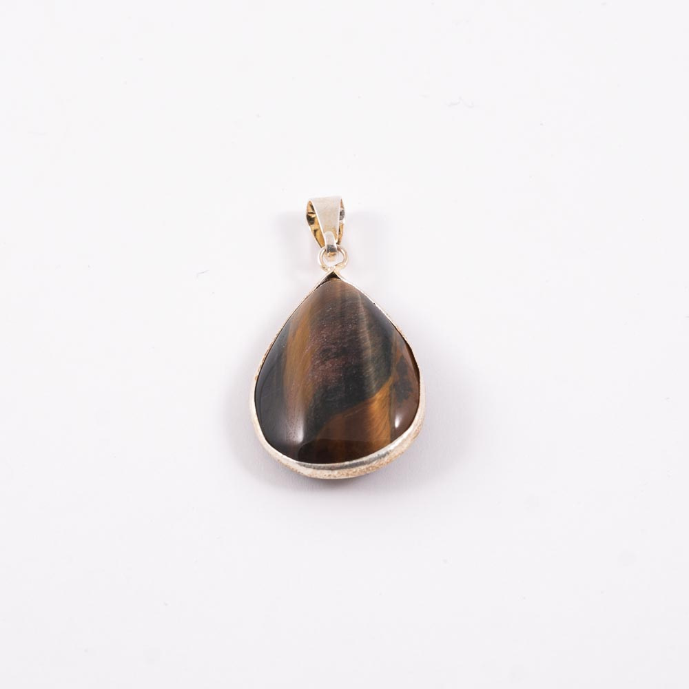 Mineral Colgante Ojo Tigre Baño Plata