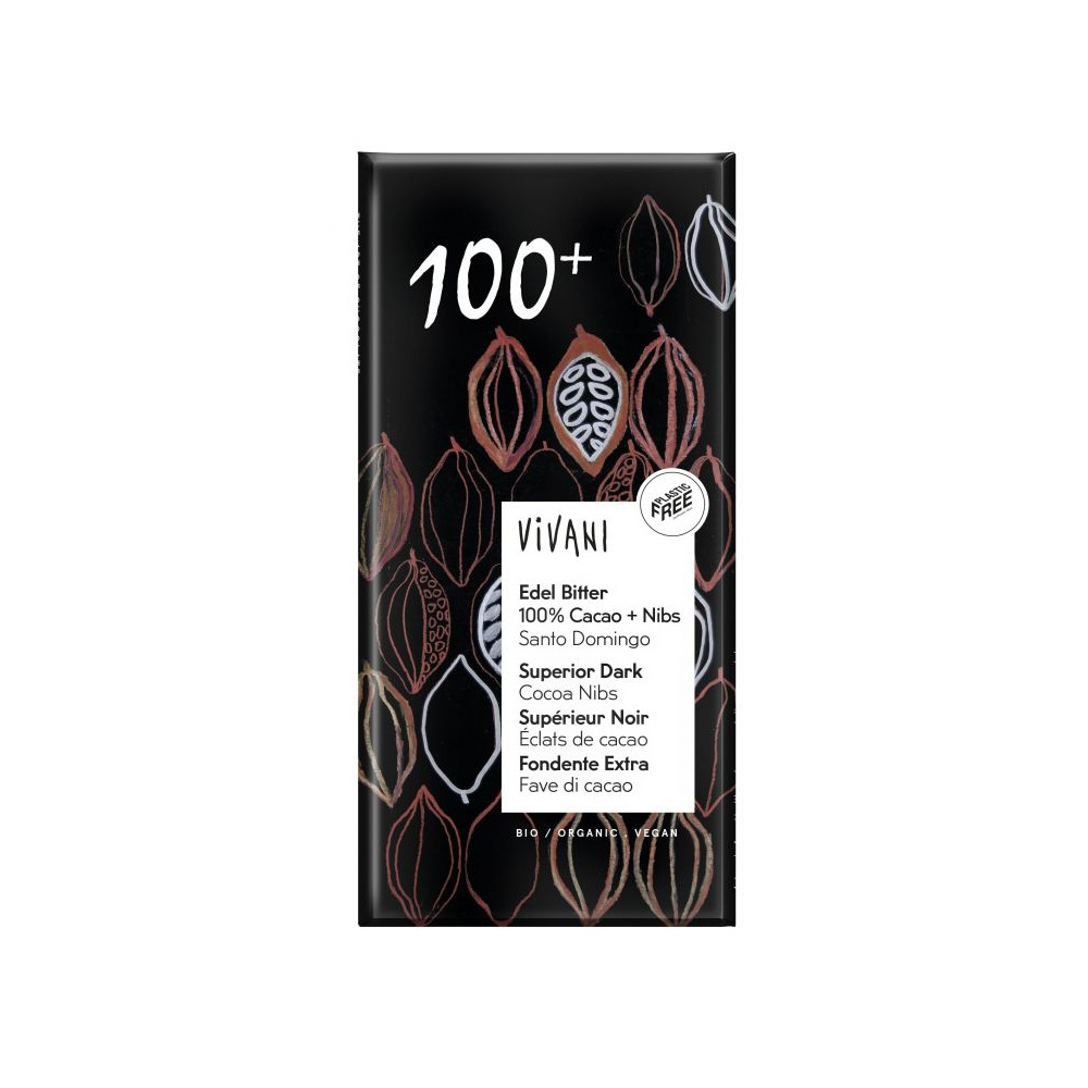 Vivani Chocolate Negro Superior 100% Cacao Nibs 80g