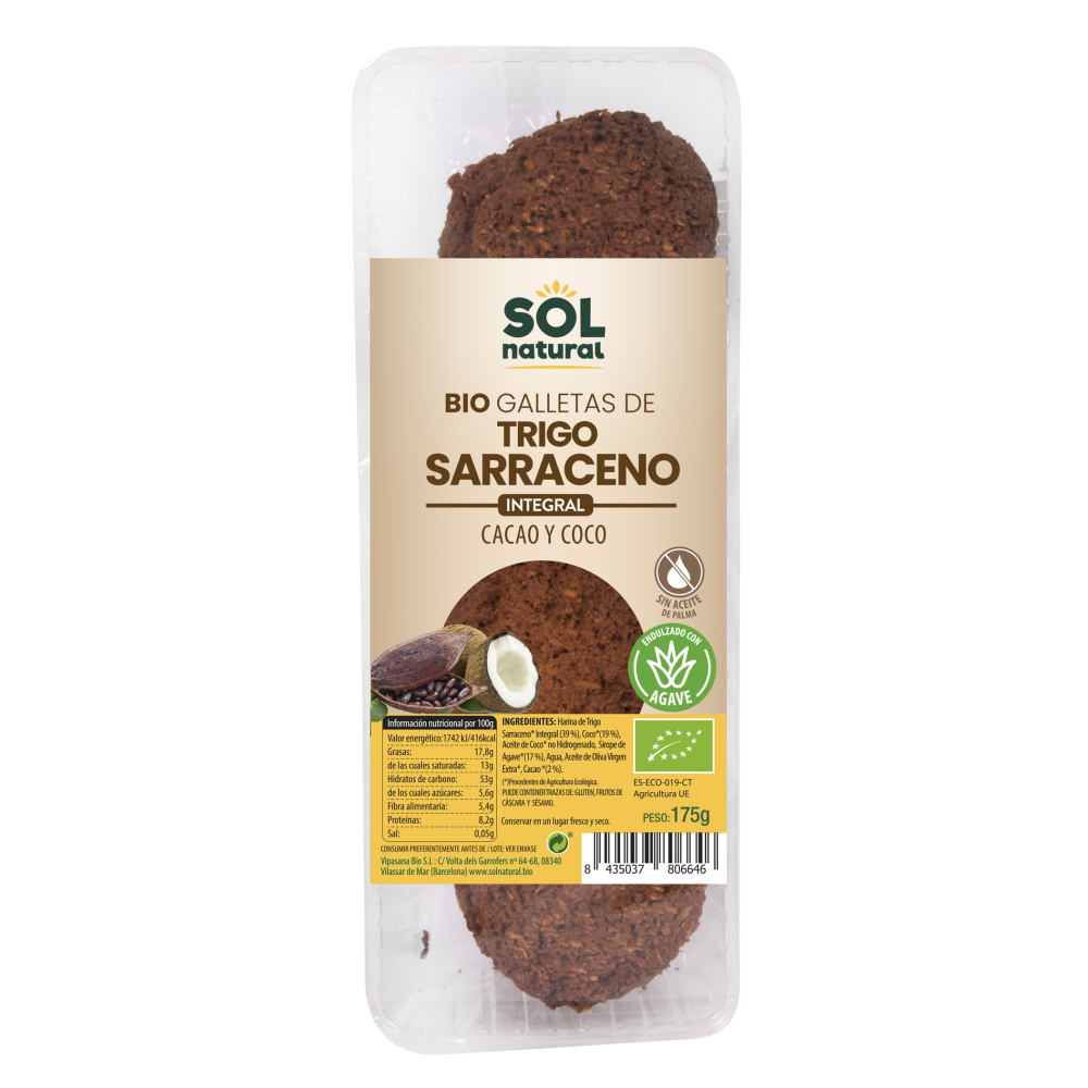 Solnatural Galletas Sarraceno Cacao Y Coco