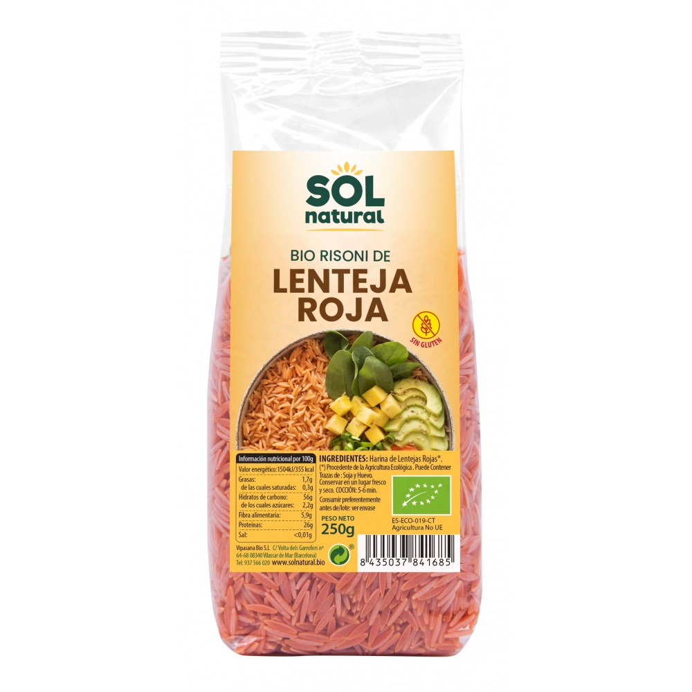 Solnatural Risoni De Lenteja Roja 250 Gr